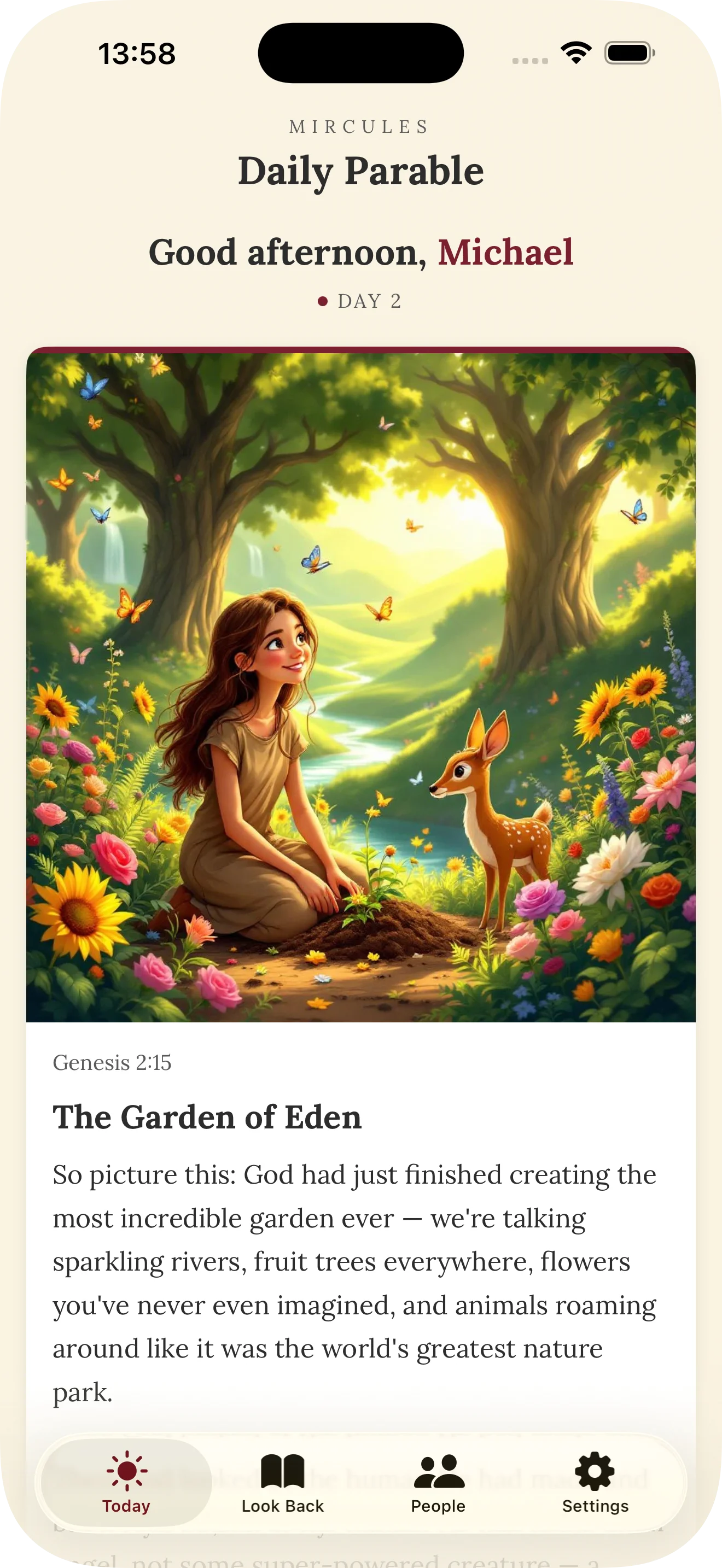 Today screen — story of the day
